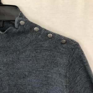 Jones New York gray turtle neck sweater dress with button detail.